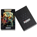 Зажигалка ZIPPO Нарисованный тигр с покрытием Искусственно состаренная латунь | Painted Tiger 540 Tumbled Brass,латунь/сталь,разноцветная, 38x13x57 мм для нанесения логотипа