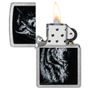 Зажигалка ZIPPO Линдси Киви «Теневой волк» с покрытием поцарапанный хром | Lindsay Kivi Shadow Wolf Street Chrome,латунь/сталь,серебристая,38x13x57 мм для нанесения логотипа