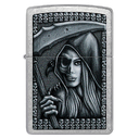 Зажигалка ZIPPO Зловещая красота с покрытием поцарапанный хром | Grim Beauty Street Chrome, латунь/сталь, серебристая, матовая, 38x13x57 мм для нанесения логотипа