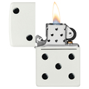 Зажигалка ZIPPO Домино с белым матовым покрытием | Domino Design White Matte, латунь/сталь, белая, матовая, 38x13x57 мм для нанесения логотипа