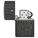 Зажигалка ZIPPO Искусство линий с черным покрытием с кракелюром | Line Art Black Crackle™, латунь/сталь, чёрная, матовая, 38x13x57 мм для нанесения логотипа