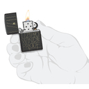 Зажигалка ZIPPO Искусство линий с черным покрытием с кракелюром | Line Art Black Crackle™, латунь/сталь, чёрная, матовая, 38x13x57 мм для нанесения логотипа