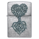 Зажигалка ZIPPO Корни любви с покрытием матовый хром | Rooted in Love Design Brushed Chrome, латунь/сталь, серебристая, 38x13x57 мм для нанесения логотипа