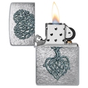 Зажигалка ZIPPO Корни любви с покрытием матовый хром | Rooted in Love Design Brushed Chrome, латунь/сталь, серебристая, 38x13x57 мм для нанесения логотипа