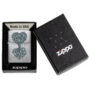 Зажигалка ZIPPO Корни любви с покрытием матовый хром | Rooted in Love Design Brushed Chrome, латунь/сталь, серебристая, 38x13x57 мм для нанесения логотипа