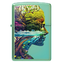 Зажигалка ZIPPO Единение с природой с зеленым глянцевым покрытием | One with Nature Design High Polish Green, латунь/сталь, зеленая, 38x13x57 мм для нанесения логотипа