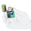 Зажигалка ZIPPO Единение с природой с зеленым глянцевым покрытием | One with Nature Design High Polish Green, латунь/сталь, зеленая, 38x13x57 мм для нанесения логотипа