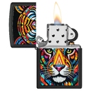 Зажигалка ZIPPO Полосатый тигр с черным матовым покрытием | Tiger Stripes Design Black Matte, латунь/сталь, черная, 38x13x57 мм для нанесения логотипа