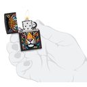 Зажигалка ZIPPO Полосатый тигр с черным матовым покрытием | Tiger Stripes Design Black Matte, латунь/сталь, черная, 38x13x57 мм для нанесения логотипа