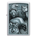 Зажигалка ZIPPO Королевство зверей с покрытием сатинированный хром | Animal Kingdom Design Satin Chrome, латунь/сталь,серебристая,матовая,38x13x57 мм для нанесения логотипа