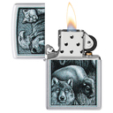 Зажигалка ZIPPO Королевство зверей с покрытием сатинированный хром | Animal Kingdom Design Satin Chrome, латунь/сталь,серебристая,матовая,38x13x57 мм для нанесения логотипа