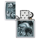 Зажигалка ZIPPO Королевство зверей с покрытием сатинированный хром | Animal Kingdom Design Satin Chrome, латунь/сталь,серебристая,матовая,38x13x57 мм для нанесения логотипа