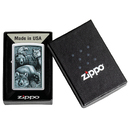 Зажигалка ZIPPO Королевство зверей с покрытием сатинированный хром | Animal Kingdom Design Satin Chrome, латунь/сталь,серебристая,матовая,38x13x57 мм для нанесения логотипа
