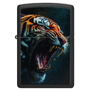 Зажигалка ZIPPO Рычащий тигр с черным матовым покрытием | Tiger Roar Design Black Matte, латунь/сталь, черная, 38x13x57 мм для нанесения логотипа
