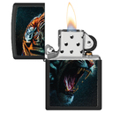 Зажигалка ZIPPO Рычащий тигр с черным матовым покрытием | Tiger Roar Design Black Matte, латунь/сталь, черная, 38x13x57 мм для нанесения логотипа