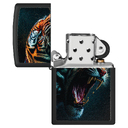 Зажигалка ZIPPO Рычащий тигр с черным матовым покрытием | Tiger Roar Design Black Matte, латунь/сталь, черная, 38x13x57 мм для нанесения логотипа
