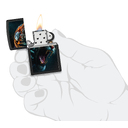 Зажигалка ZIPPO Рычащий тигр с черным матовым покрытием | Tiger Roar Design Black Matte, латунь/сталь, черная, 38x13x57 мм для нанесения логотипа