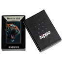 Зажигалка ZIPPO Рычащий тигр с черным матовым покрытием | Tiger Roar Design Black Matte, латунь/сталь, черная, 38x13x57 мм для нанесения логотипа