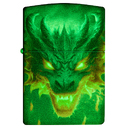 Зажигалка ZIPPO Пылающий дракон с покрытием, светящимся в темноте зеленым | Glowing Dragon Glow In The Dark Green,латунь/сталь,разноцветная,38x13x57мм для нанесения логотипа