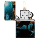 Зажигалка ZIPPO Волк в лунном свете с покрытием Искусственно состаренный хром на 540 | Moonlight Wolf 540 Tumbled Chrome, латунь/сталь, разноцветная, для нанесения логотипа