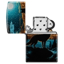 Зажигалка ZIPPO Волк в лунном свете с покрытием Искусственно состаренный хром на 540 | Moonlight Wolf 540 Tumbled Chrome, латунь/сталь, разноцветная, для нанесения логотипа
