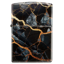 Зажигалка ZIPPO Мраморные переливы с покрытием Искусственно состаренный хром | Fusion Marble 540 Tumbled Chrome, латунь/сталь, черная, 38x13x57 мм для нанесения логотипа