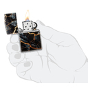 Зажигалка ZIPPO Мраморные переливы с покрытием Искусственно состаренный хром | Fusion Marble 540 Tumbled Chrome, латунь/сталь, черная, 38x13x57 мм для нанесения логотипа