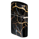 Зажигалка ZIPPO Мраморные переливы с покрытием Искусственно состаренный хром | Fusion Marble 540 Tumbled Chrome, латунь/сталь, черная, 38x13x57 мм для нанесения логотипа