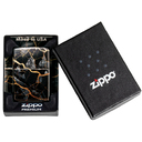 Зажигалка ZIPPO Мраморные переливы с покрытием Искусственно состаренный хром | Fusion Marble 540 Tumbled Chrome, латунь/сталь, черная, 38x13x57 мм для нанесения логотипа