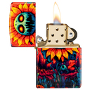 Зажигалка ZIPPO Зловещий подсолнух с покрытием Искусственно состаренная латунь | Spooky Sunflower 540 Tumbled Brass, латунь/сталь, разноцв.,38x13x57мм для нанесения логотипа