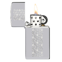 Зажигалка ZIPPO узкая Медовые соты с покрытием глянцевый хром | Slim® Honeycomb Design High Polish Chrome, латунь/сталь, серебристая, 29x10x60 мм для нанесения логотипа