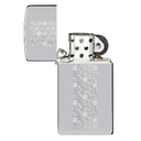 Зажигалка ZIPPO узкая Медовые соты с покрытием глянцевый хром | Slim® Honeycomb Design High Polish Chrome, латунь/сталь, серебристая, 29x10x60 мм для нанесения логотипа