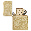 Зажигалка ZIPPO Armor® Волны роскоши с покрытием Искусственно состаренная латунь | Luxury Waves Tumbled Brass, латунь/сталь, золотистая, 38x13x57 мм для нанесения логотипа