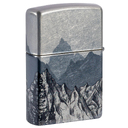 Зажигалка ZIPPO Набросок горы с покрытием Искусственно состаренный хром на 540 | Mountain Sketch 540 Tumbled Chrome, латунь/сталь, разноцветная, 38x13 для нанесения логотипа