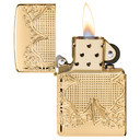 Зажигалка ZIPPO Armor® Счастливый клевер с глянцевым золотистым покрытием | Lucky Clover High Polish Gold Plate, латунь/сталь, золотистая, 38x13x57 мм для нанесения логотипа