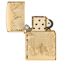 Зажигалка ZIPPO Armor® Счастливый клевер с глянцевым золотистым покрытием | Lucky Clover High Polish Gold Plate, латунь/сталь, золотистая, 38x13x57 мм для нанесения логотипа