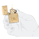 Зажигалка ZIPPO Armor® Счастливый клевер с глянцевым золотистым покрытием | Lucky Clover High Polish Gold Plate, латунь/сталь, золотистая, 38x13x57 мм для нанесения логотипа