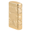 Зажигалка ZIPPO Armor® Счастливый клевер с глянцевым золотистым покрытием | Lucky Clover High Polish Gold Plate, латунь/сталь, золотистая, 38x13x57 мм для нанесения логотипа