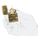 Зажигалка ZIPPO Armor® Ухмыляющиеся черепушки с покрытием античная латунь | Cackling Cranium Antique Brass, латунь/сталь, золотистая, матовая, 38x13x5 для нанесения логотипа