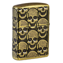 Зажигалка ZIPPO Armor® Ухмыляющиеся черепушки с покрытием античная латунь | Cackling Cranium Antique Brass, латунь/сталь, золотистая, матовая, 38x13x5 для нанесения логотипа