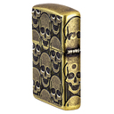 Зажигалка ZIPPO Armor® Ухмыляющиеся черепушки с покрытием античная латунь | Cackling Cranium Antique Brass, латунь/сталь, золотистая, матовая, 38x13x5 для нанесения логотипа