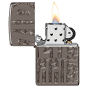 Зажигалка ZIPPO Реверсивная гравировка с покрытием черный лед | Armor® Reverse Carve Black Ice®, латунь/сталь, чёрная, глянцевая, 38x13x57 мм для нанесения логотипа