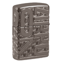 Зажигалка ZIPPO Реверсивная гравировка с покрытием черный лед | Armor® Reverse Carve Black Ice®, латунь/сталь, чёрная, глянцевая, 38x13x57 мм для нанесения логотипа