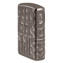 Зажигалка ZIPPO Реверсивная гравировка с покрытием черный лед | Armor® Reverse Carve Black Ice®, латунь/сталь, чёрная, глянцевая, 38x13x57 мм для нанесения логотипа