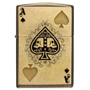 Зажигалка ZIPPO Туз черепов с покрытием Искусственно состаренная латунь на 540 | Ace of Skulls 540 Tumbled Brass, латунь/сталь, золотистая, 38x13x57мм для нанесения логотипа