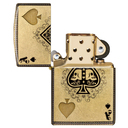 Зажигалка ZIPPO Туз черепов с покрытием Искусственно состаренная латунь на 540 | Ace of Skulls 540 Tumbled Brass, латунь/сталь, золотистая, 38x13x57мм для нанесения логотипа