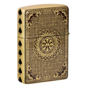 Зажигалка ZIPPO Туз черепов с покрытием Искусственно состаренная латунь на 540 | Ace of Skulls 540 Tumbled Brass, латунь/сталь, золотистая, 38x13x57мм для нанесения логотипа