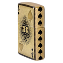 Зажигалка ZIPPO Туз черепов с покрытием Искусственно состаренная латунь на 540 | Ace of Skulls 540 Tumbled Brass, латунь/сталь, золотистая, 38x13x57мм для нанесения логотипа