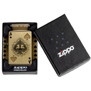 Зажигалка ZIPPO Туз черепов с покрытием Искусственно состаренная латунь на 540 | Ace of Skulls 540 Tumbled Brass, латунь/сталь, золотистая, 38x13x57мм для нанесения логотипа