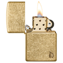 Зажигалка ZIPPO Armor® Пламя c покрытием Искусственно состаренная латунь | Flame Tumbled Brass, латунь/сталь, золотистая, 38x13x57 мм для нанесения логотипа